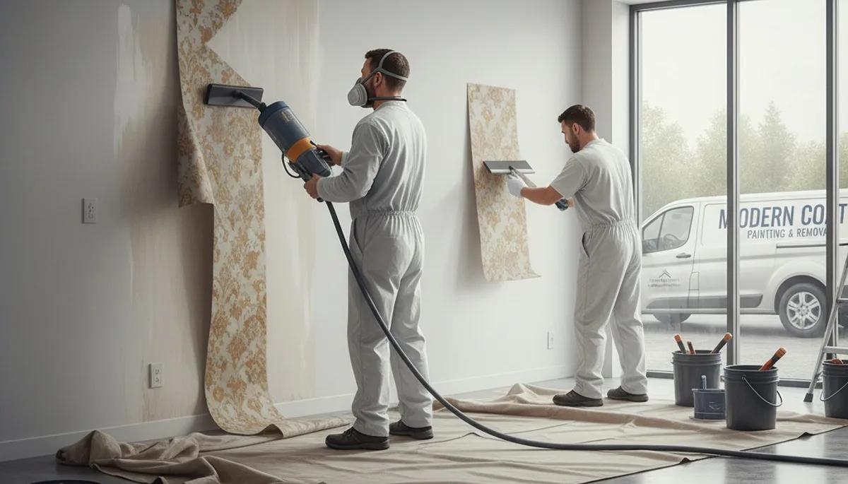 Wallpaper removal service in Burlington, VT preparing walls for painting in a home interior